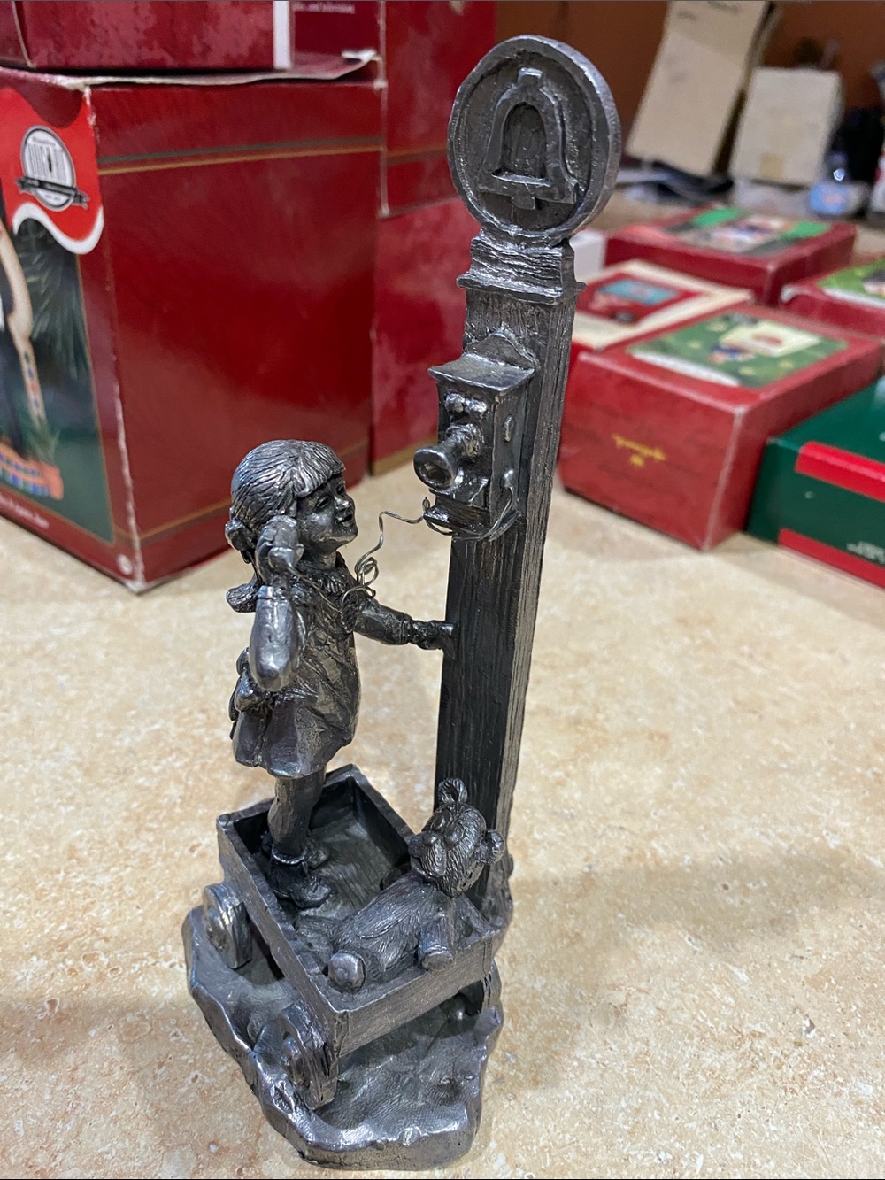 Vintage Michael Ricker Pewter Peggy Figurine Signed Numbered Girl On Phone